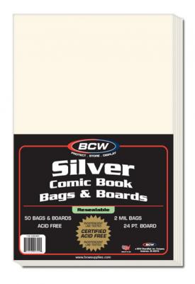 Silver Resealable Bags and Backing Boards
